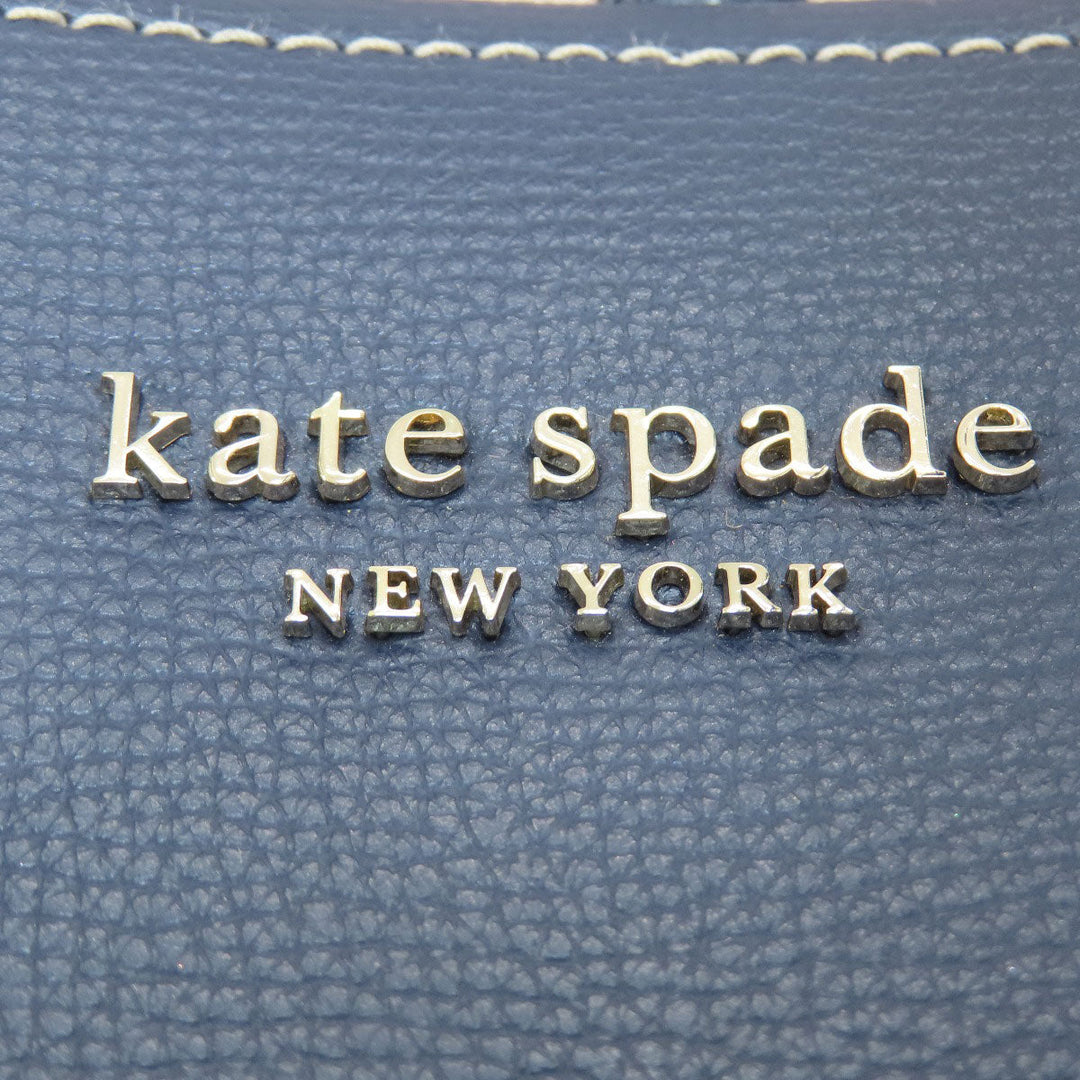 Kate Spade Tote Bag leather Navy logo Women Used Authentic