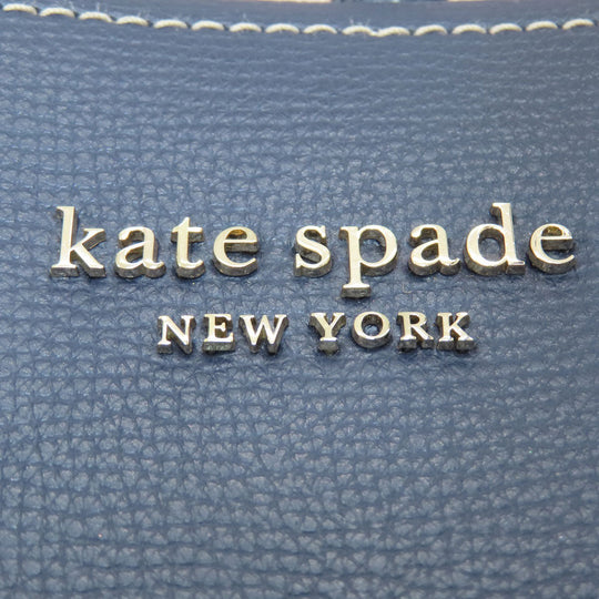 Kate Spade Tote Bag leather Navy logo Women Used Authentic