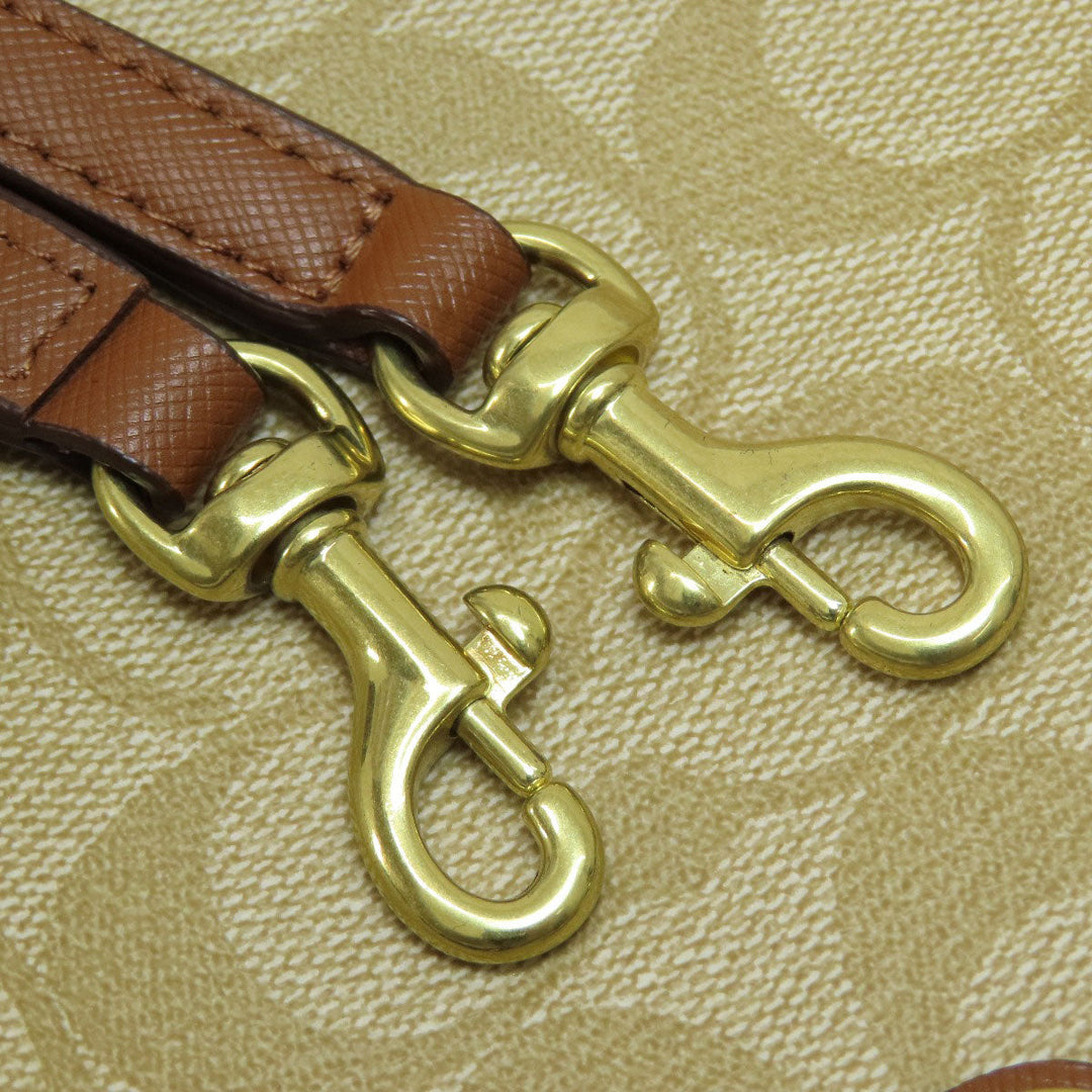 COACH Handbag PVC, Leather beige Signature 2WAY Women Used Authentic