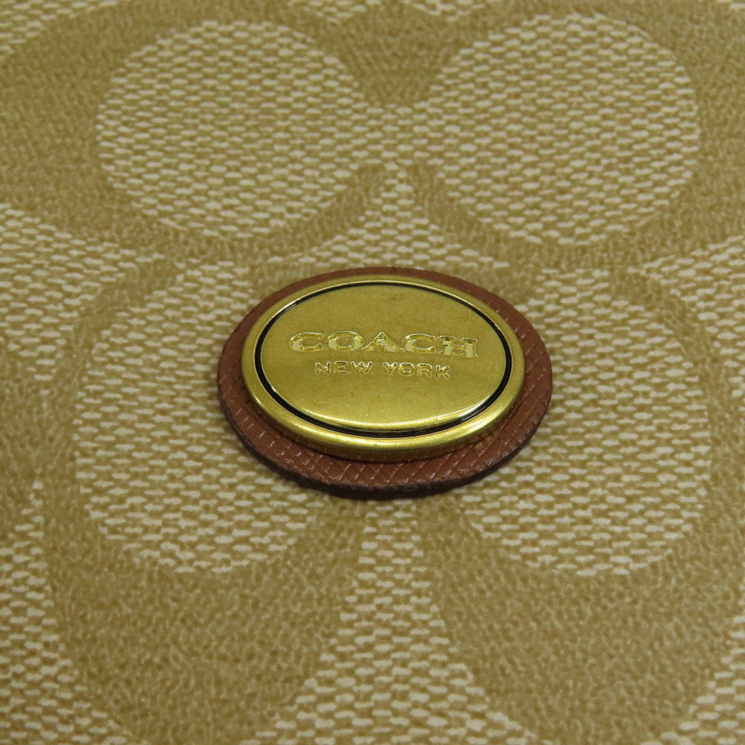 COACH Handbag PVC, Leather beige Signature 2WAY Women Used Authentic