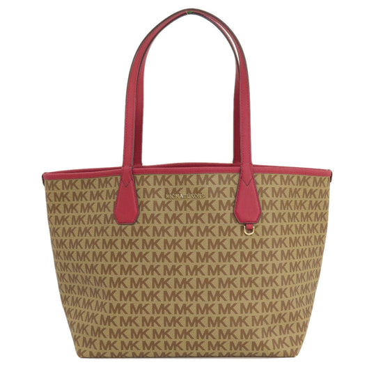 MICHAEL KORS Tote Bag PVC Brown logo reversible Women Used Authentic