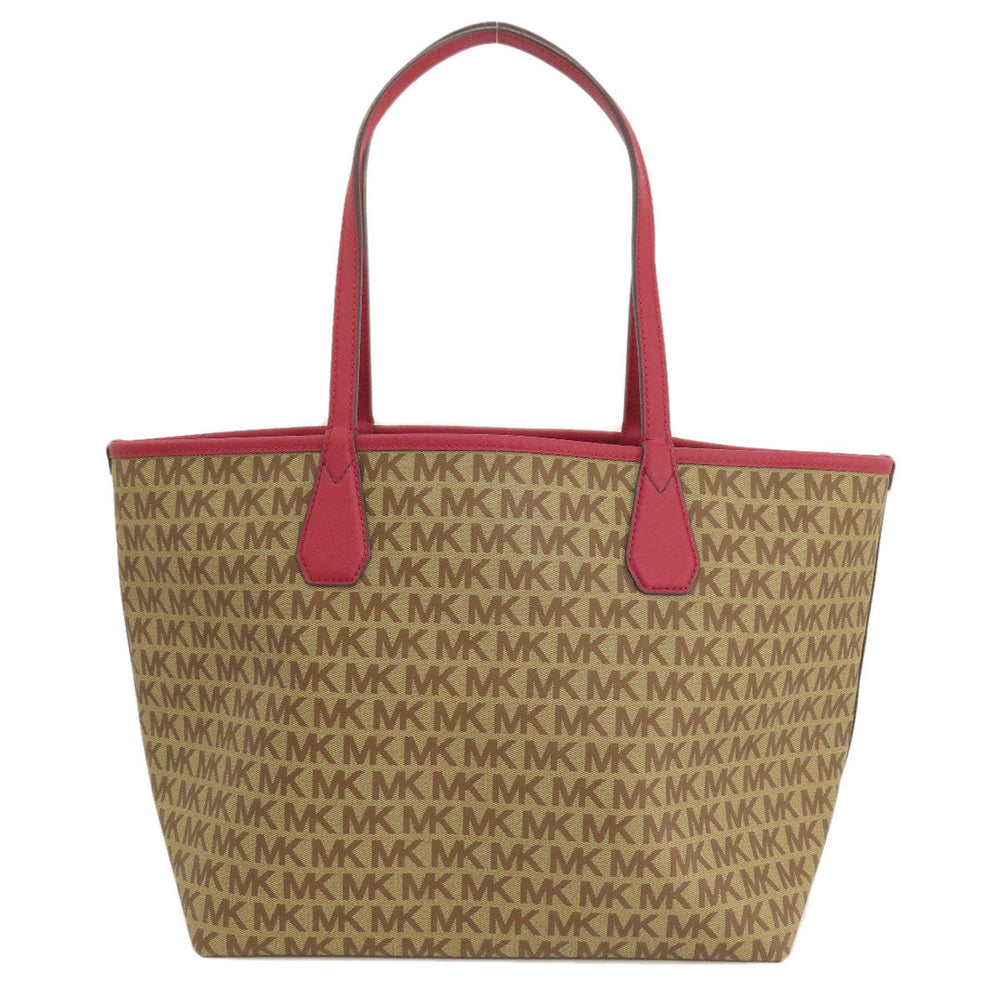 MICHAEL KORS Tote Bag PVC Brown logo reversible Women Used Authentic
