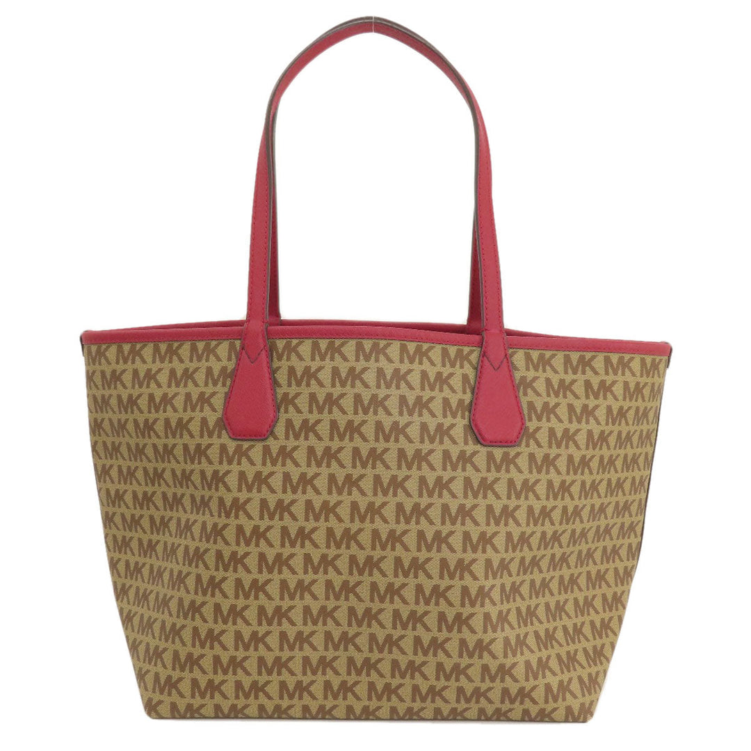 MICHAEL KORS Tote Bag PVC Brown logo reversible Women Used Authentic