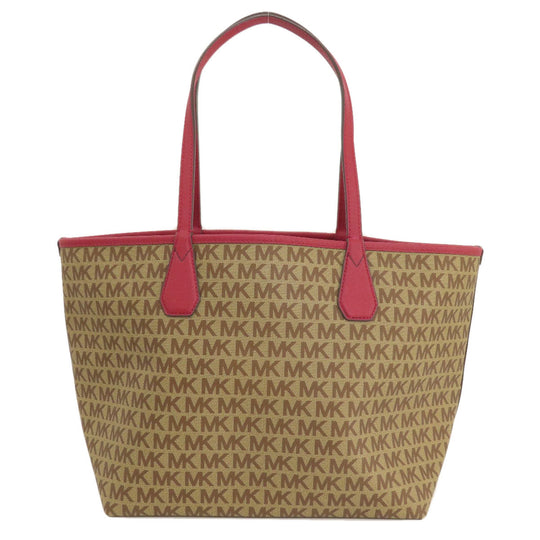 MICHAEL KORS Tote Bag PVC Brown logo reversible Women Used Authentic