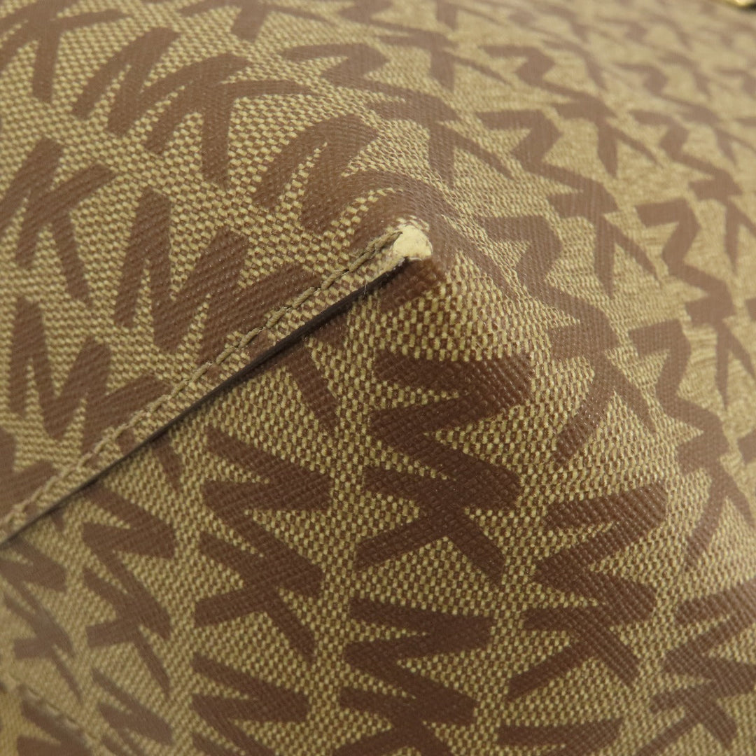 MICHAEL KORS Tote Bag PVC Brown logo reversible Women Used Authentic