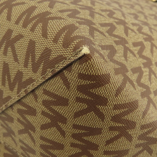 MICHAEL KORS Tote Bag PVC Brown logo reversible Women Used Authentic