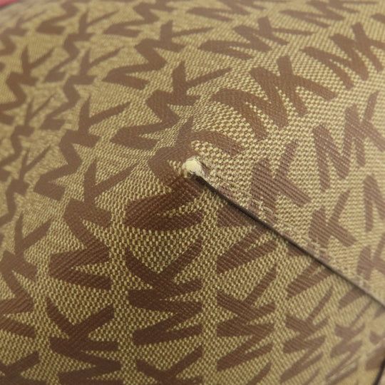 MICHAEL KORS Tote Bag PVC Brown logo reversible Women Used Authentic