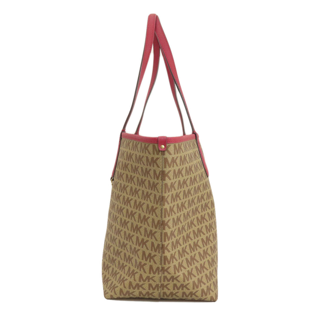 MICHAEL KORS Tote Bag PVC Brown logo reversible Women Used Authentic