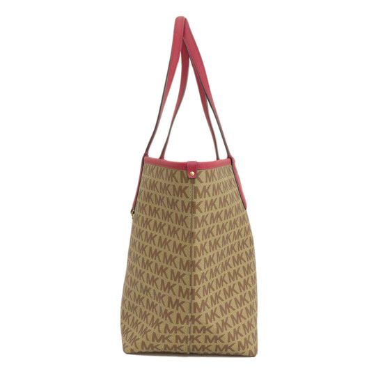 MICHAEL KORS Tote Bag PVC Brown logo reversible Women Used Authentic