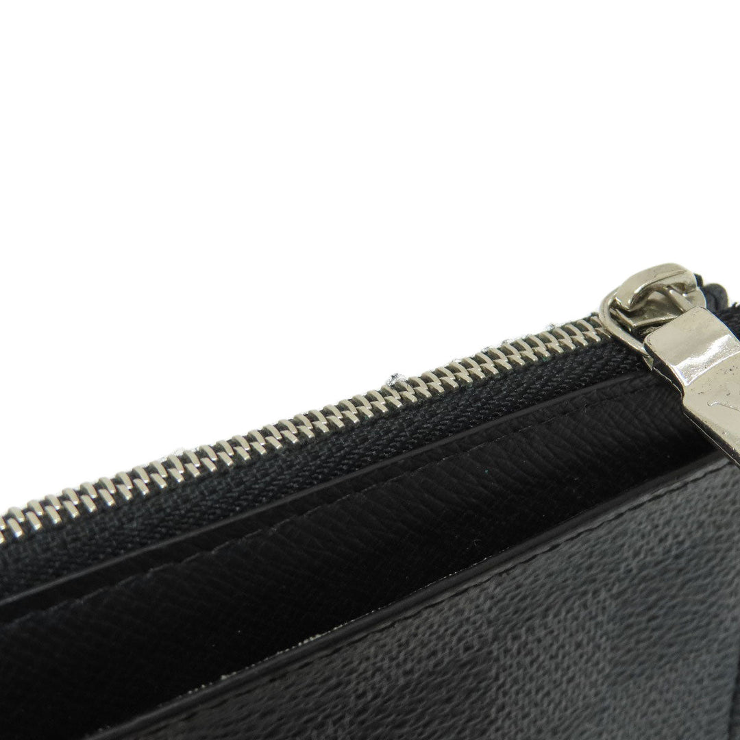 LOUIS VUITTON Coin case N64038 Damier canvas black Coin Card Holder Damier Graphite mens Used Authentic