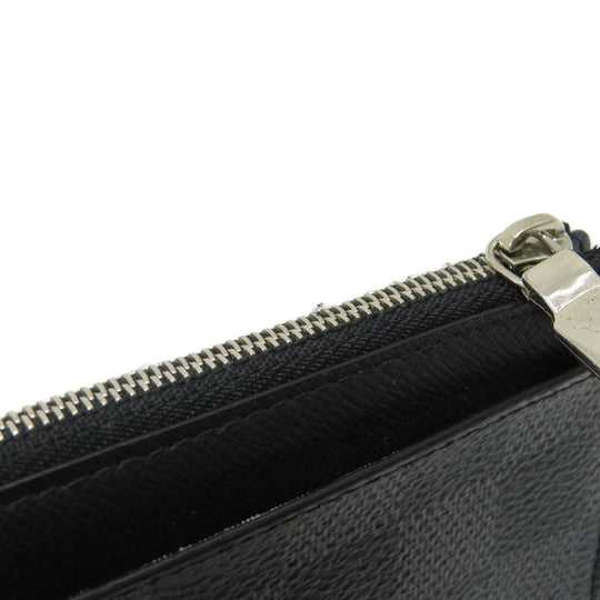 LOUIS VUITTON Coin case N64038 Damier canvas black Coin Card Holder Damier Graphite mens Used Authentic