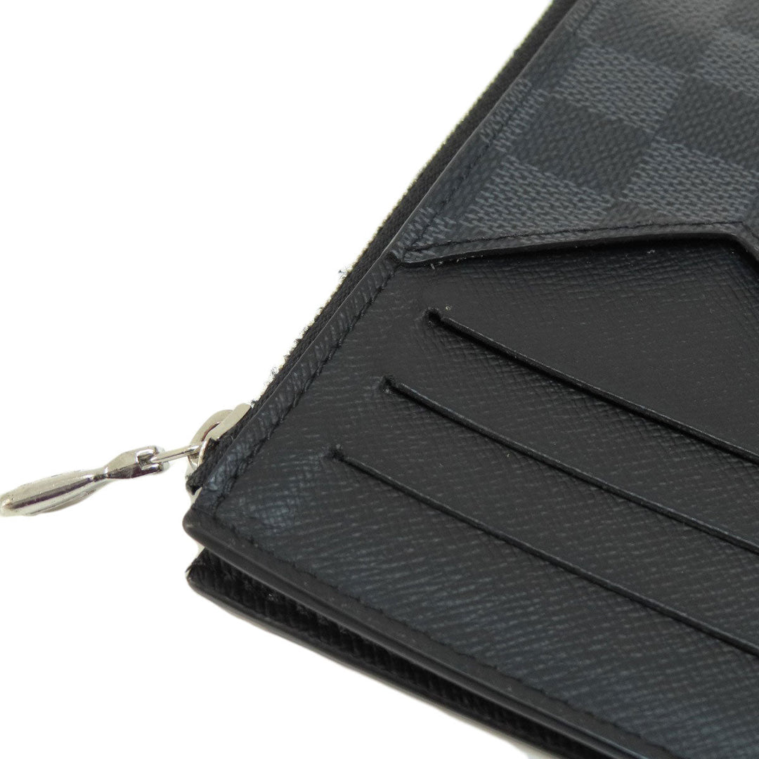 LOUIS VUITTON Coin case N64038 Damier canvas black Coin Card Holder Damier Graphite mens Used Authentic