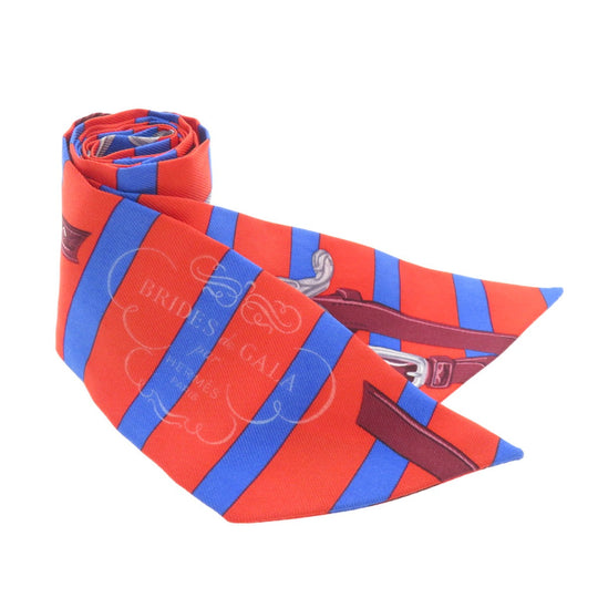 HERMES scarf silk Red Twilly Women Used Authentic