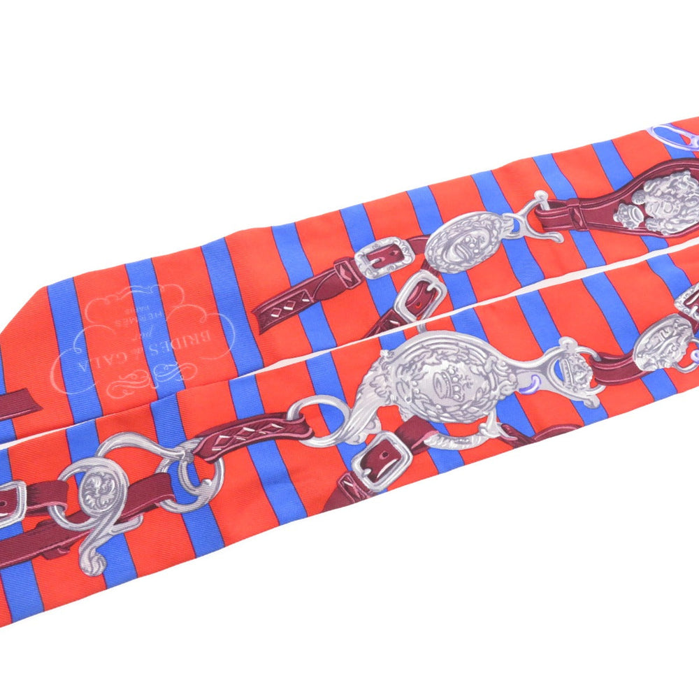 HERMES scarf silk Red Twilly Women Used Authentic