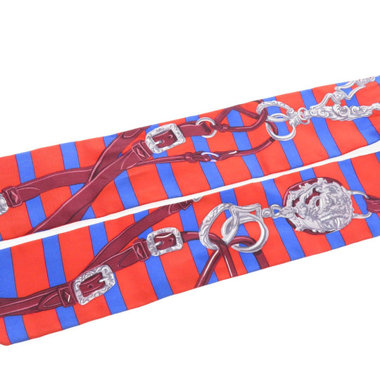 HERMES scarf silk Red Twilly Women Used Authentic