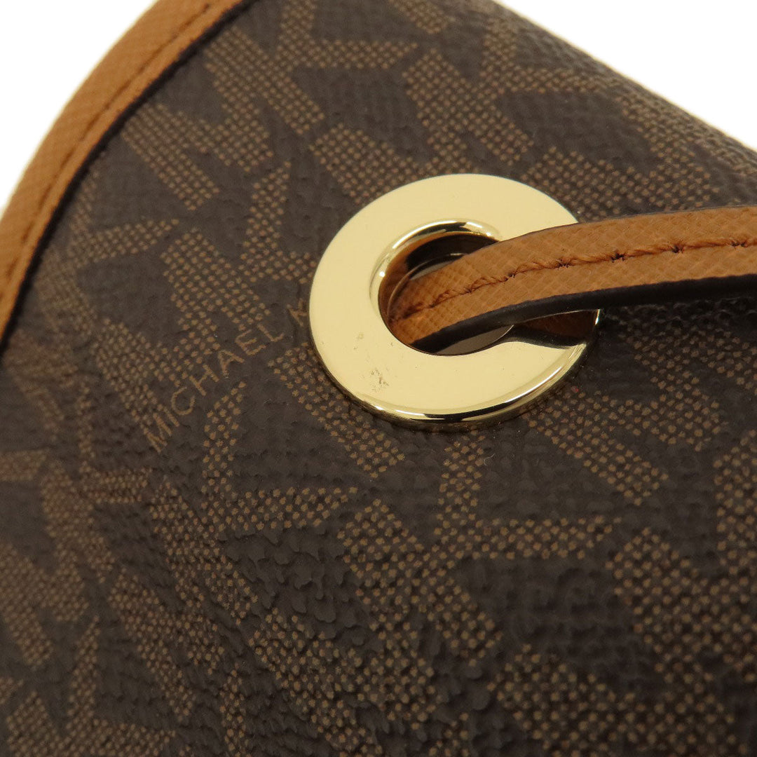 MICHAEL KORS Tote Bag Leather, Coated Canvas Brown MK signature Women Used Authentic