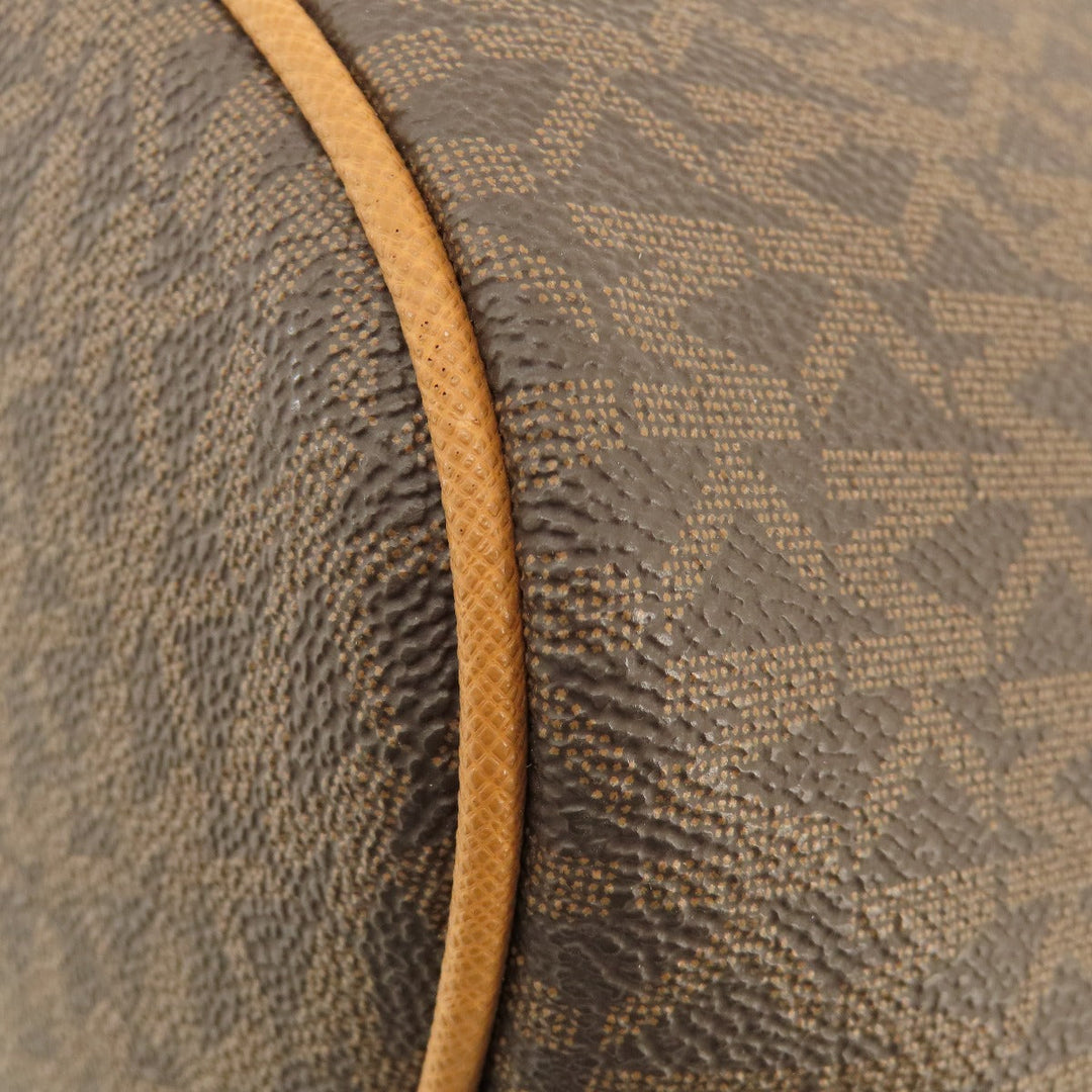 MICHAEL KORS Tote Bag Leather, Coated Canvas Brown MK signature Women Used Authentic