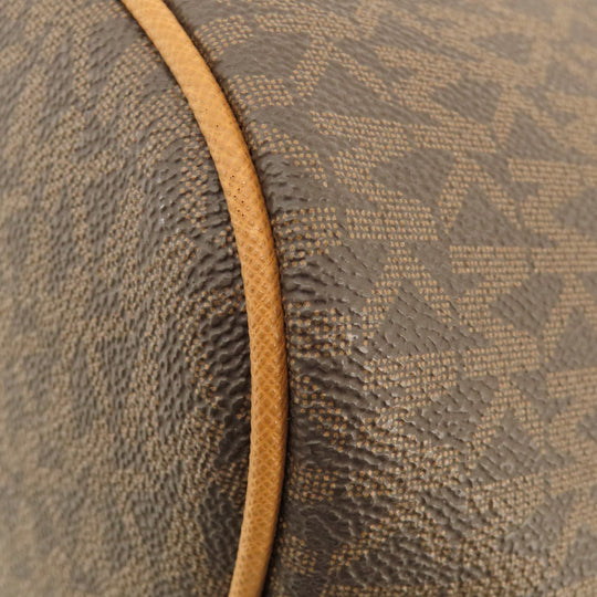 MICHAEL KORS Tote Bag Leather, Coated Canvas Brown MK signature Women Used Authentic