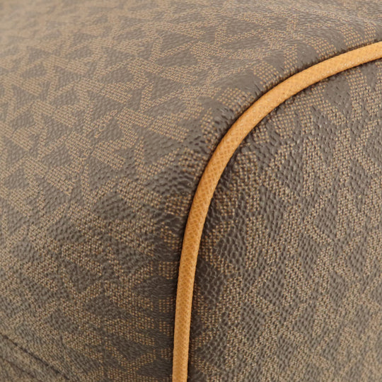 MICHAEL KORS Tote Bag Leather, Coated Canvas Brown MK signature Women Used Authentic