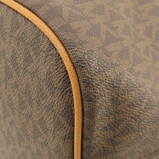 MICHAEL KORS Tote Bag Leather, Coated Canvas Brown MK signature Women Used Authentic