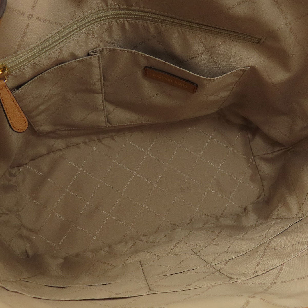 MICHAEL KORS Tote Bag Leather, Coated Canvas Brown MK signature Women Used Authentic