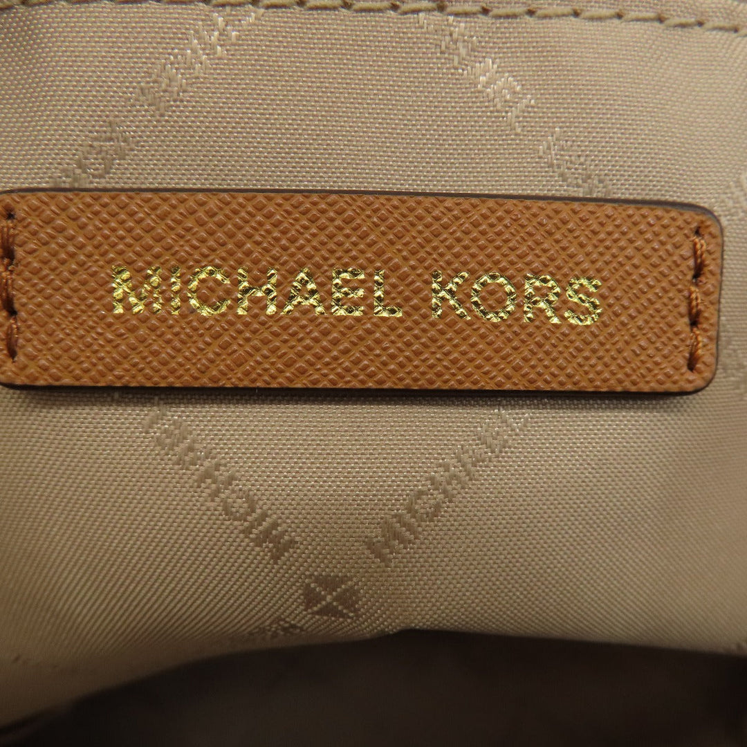 MICHAEL KORS Tote Bag Leather, Coated Canvas Brown MK signature Women Used Authentic