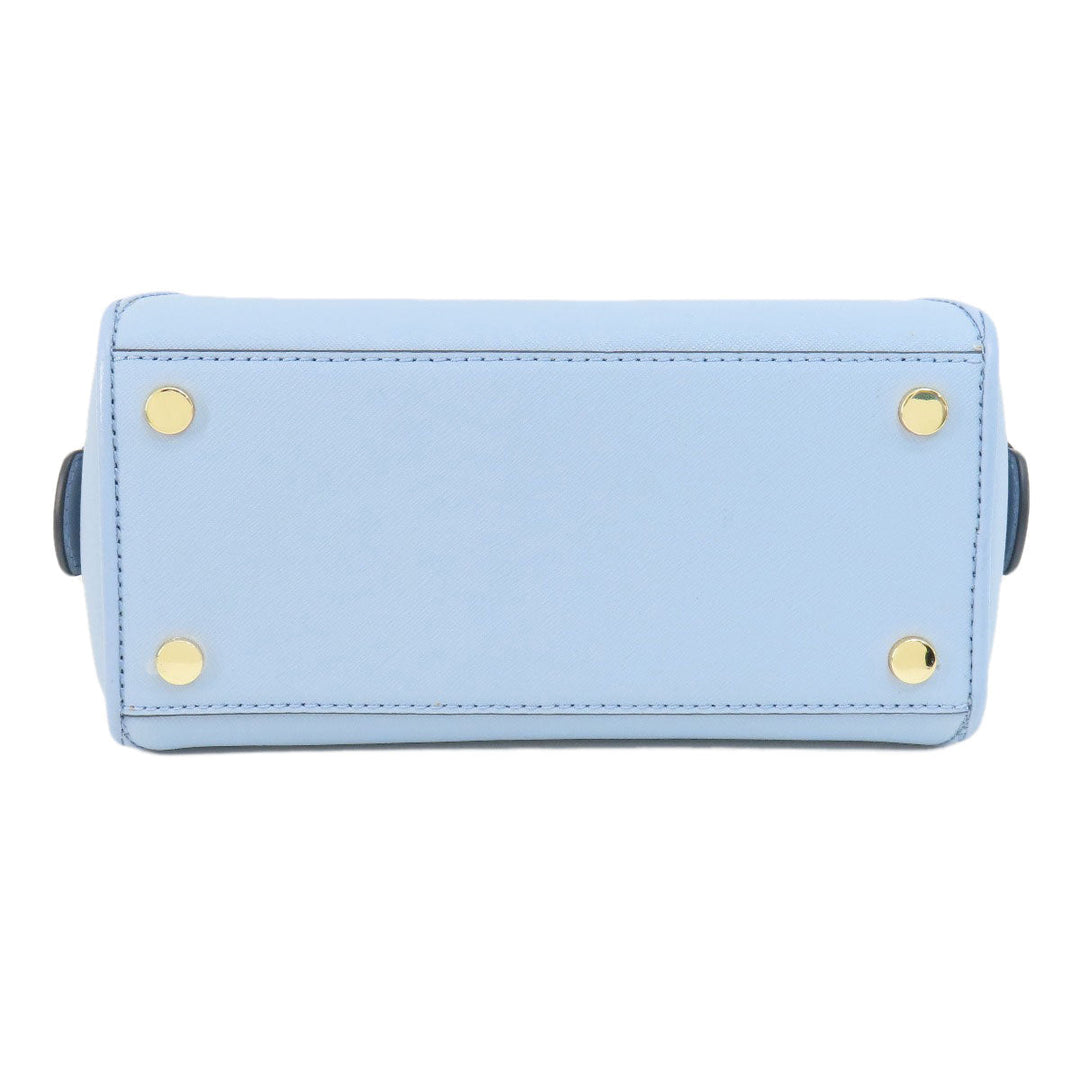 MICHAEL KORS Handbag leather blue logoMetal 2WAY