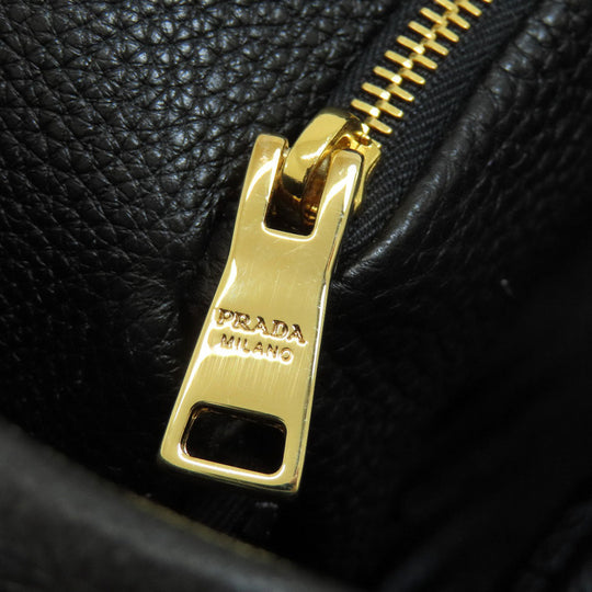 PRADA Tote Bag leather black logo Women Used Authentic