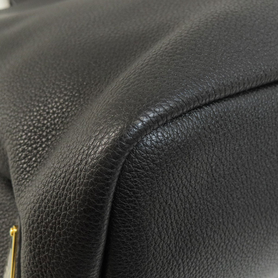 PRADA Tote Bag leather black logo Women Used Authentic