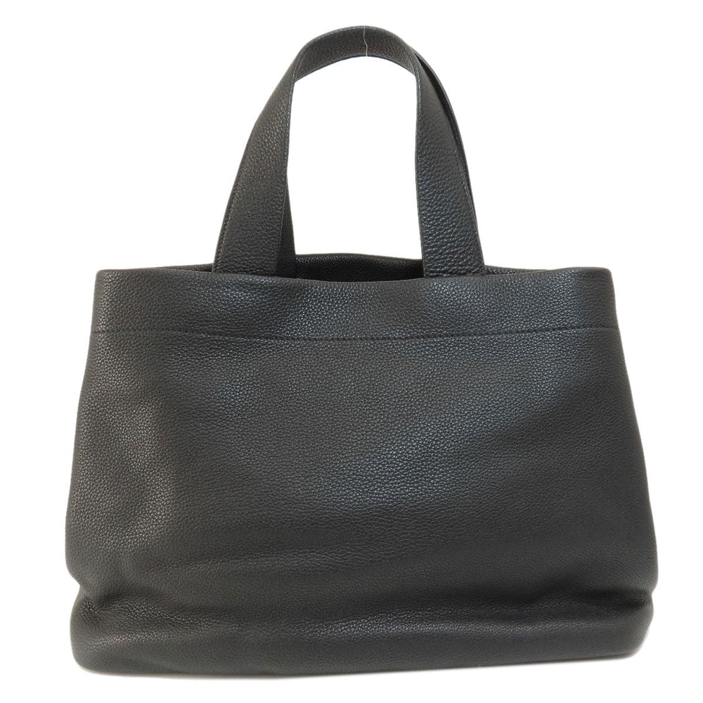 PRADA Tote Bag leather black logo Women Used Authentic