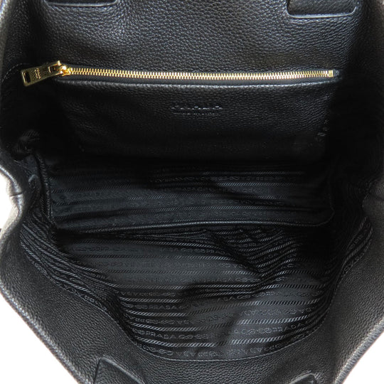 PRADA Tote Bag leather black logo Women Used Authentic