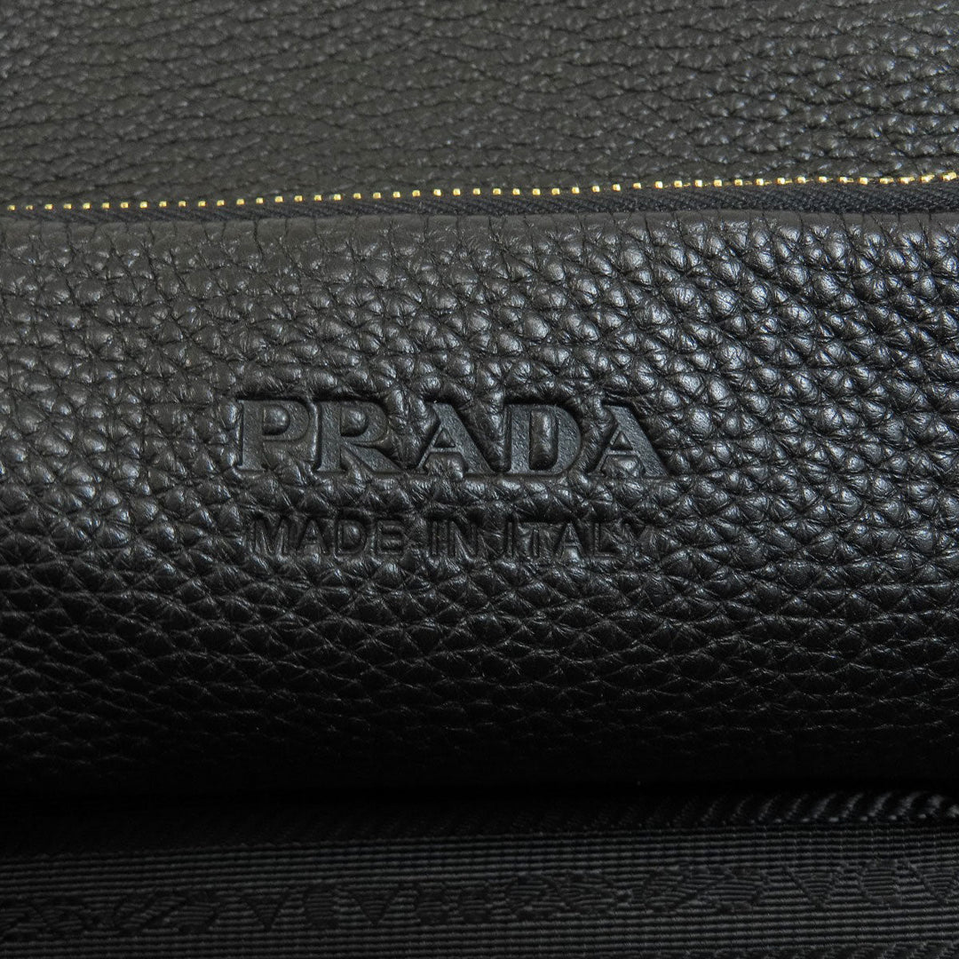 PRADA Tote Bag leather black logo Women Used Authentic