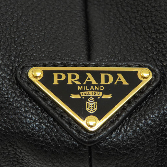 PRADA Tote Bag leather black logo Women Used Authentic