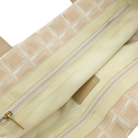 CHANEL Tote Bag Nylon jacquard beige New Travel Line MM