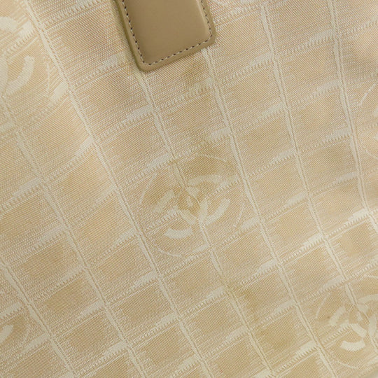 CHANEL Tote Bag Nylon jacquard beige New Travel Line MM