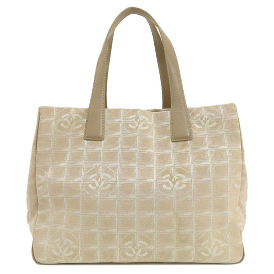 CHANEL Tote Bag Nylon jacquard beige New Travel Line MM