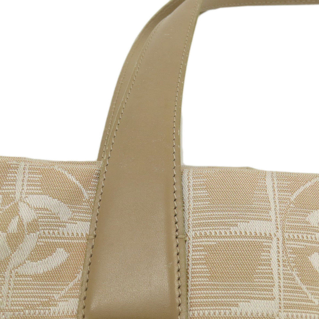 CHANEL Tote Bag Nylon jacquard beige New Travel Line MM