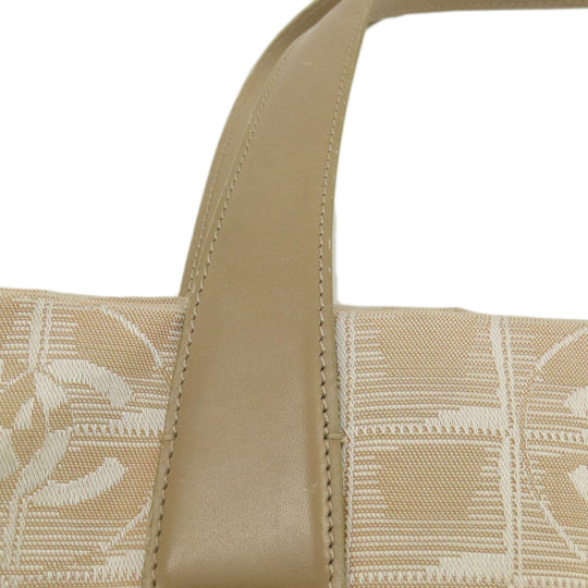 CHANEL Tote Bag Nylon jacquard beige New Travel Line MM