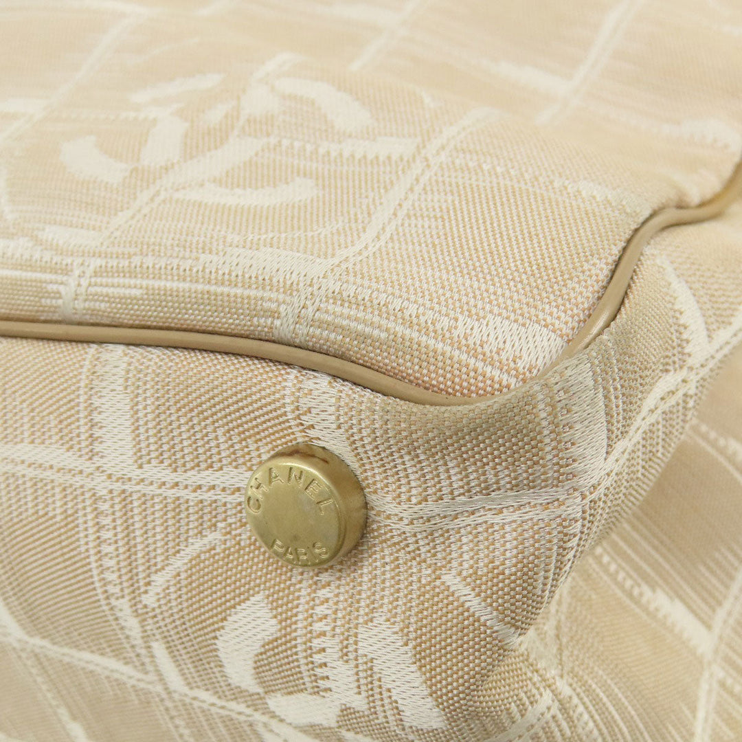 CHANEL Tote Bag Nylon jacquard beige New Travel Line MM