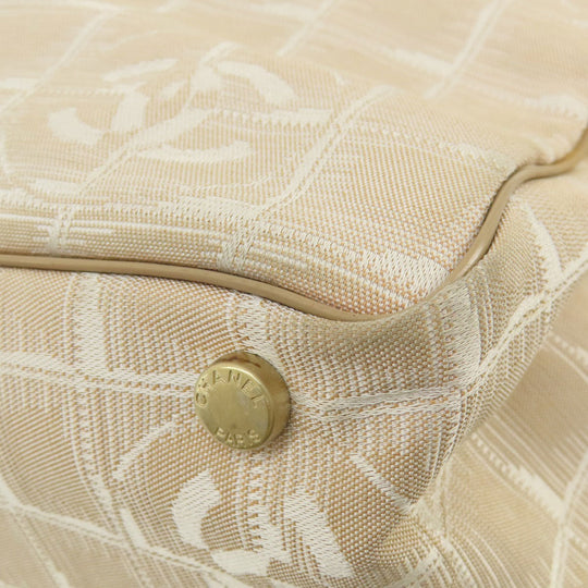 CHANEL Tote Bag Nylon jacquard beige New Travel Line MM