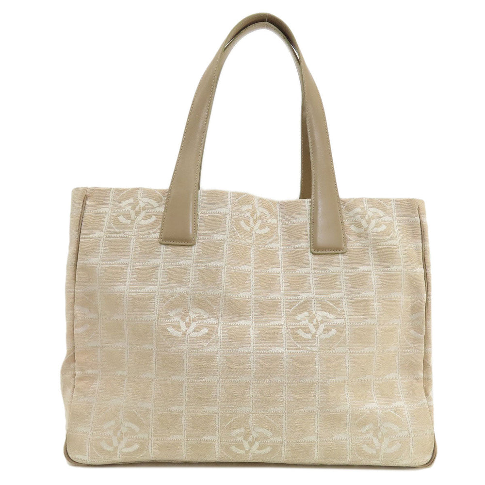 CHANEL Tote Bag Nylon jacquard beige New Travel Line MM
