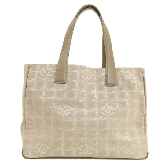CHANEL Tote Bag Nylon jacquard beige New Travel Line MM