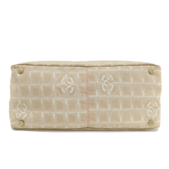 CHANEL Tote Bag Nylon jacquard beige New Travel Line MM