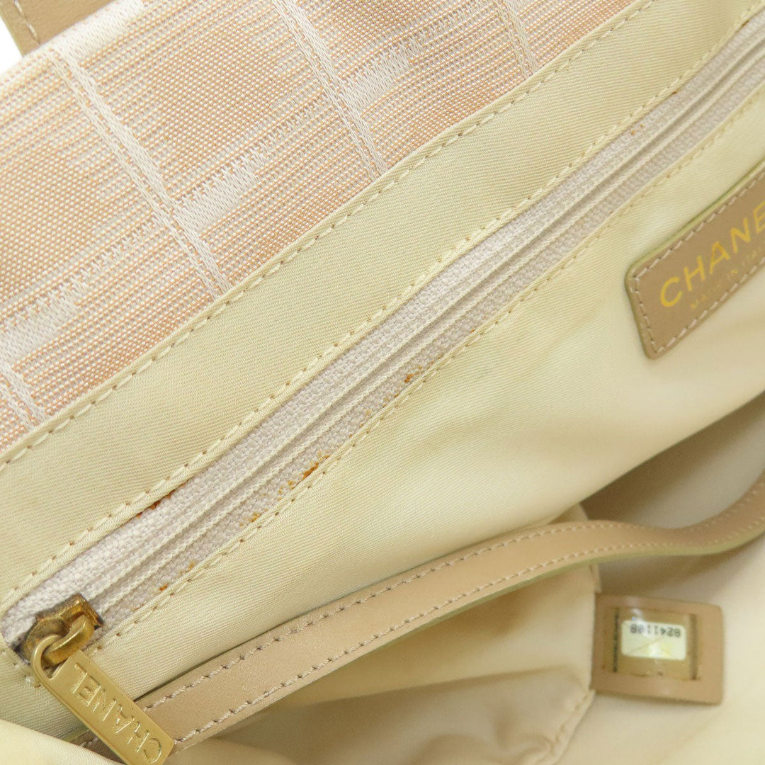 CHANEL Tote Bag Nylon jacquard beige New Travel Line MM