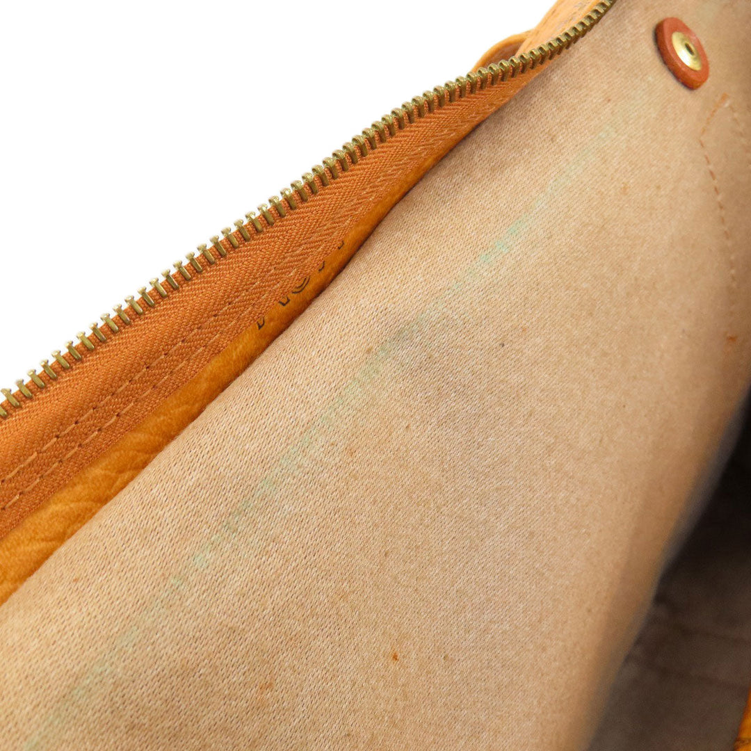 MCM Shoulder Bag leather Brown Logo design Women Used Authentic