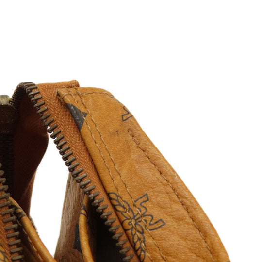 MCM Shoulder Bag leather Brown Logo design Women Used Authentic