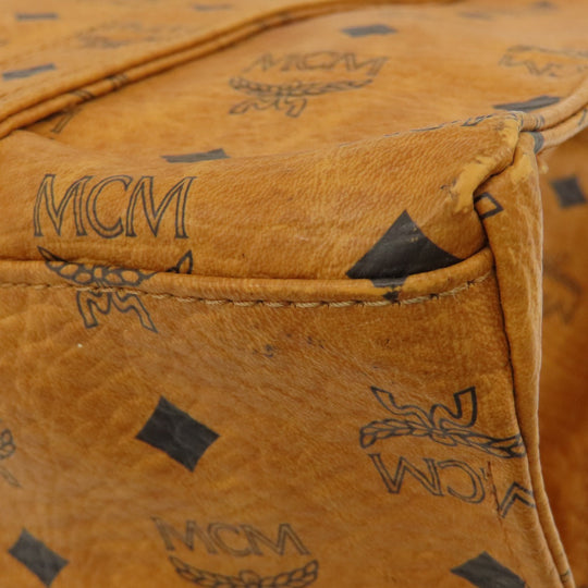 MCM Shoulder Bag leather Brown Logo design Women Used Authentic