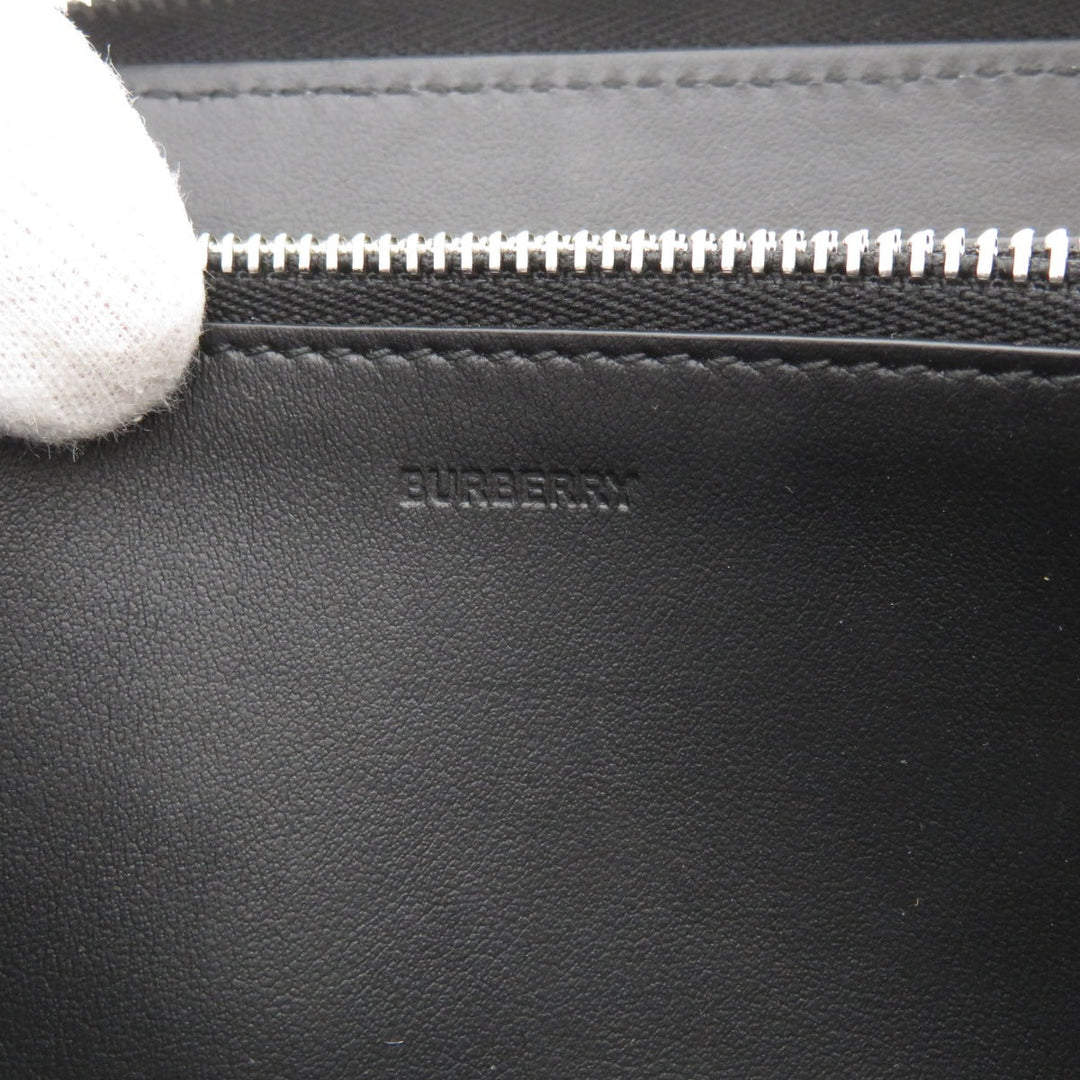 BURBERRY Long Wallet Purse leather black Logo motif mens(Unisex) Used Authentic