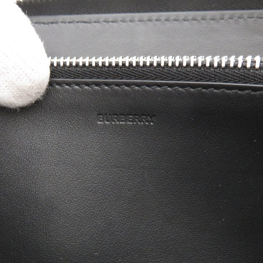 BURBERRY Long Wallet Purse leather black Logo motif mens(Unisex) Used Authentic