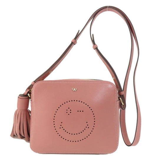 Anya Hindmarch Shoulder Bag leather pink Smiley